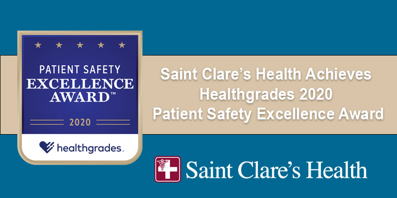Saint Clare’s Health Achieves Healthgrades 2020 Patient Safety Excellence Award